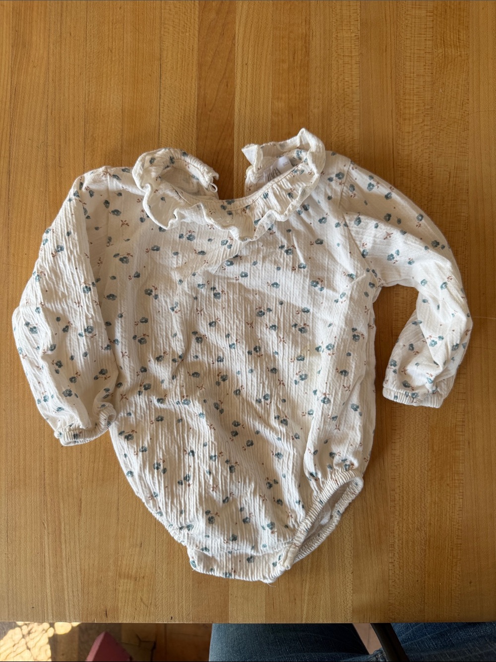 Zara White Baby Romper with Blue Floral Print
